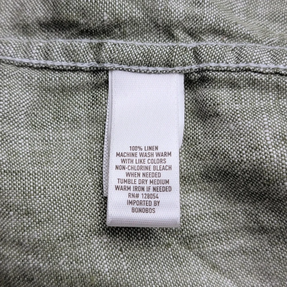 Bonobos Olive Green 100% Linen Riviera Tailored Fit Short Sleeve Shirt - Picture 5 of 6